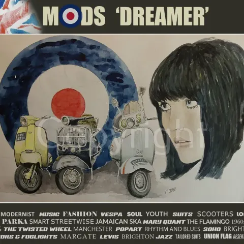 Mod Day-Dreamer Vespa's Lambretta's Nostalgic The Swinging 60's Metal Wall Art
