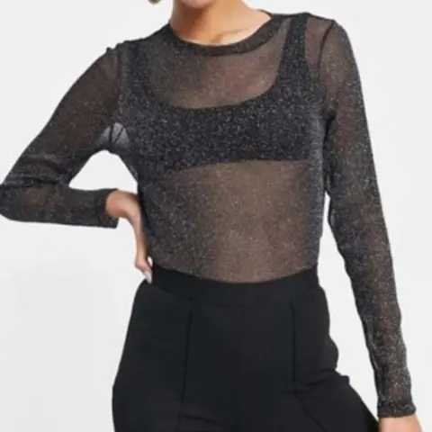 Style Snatch Black Loose Sleeve Sheer Top RRP £20