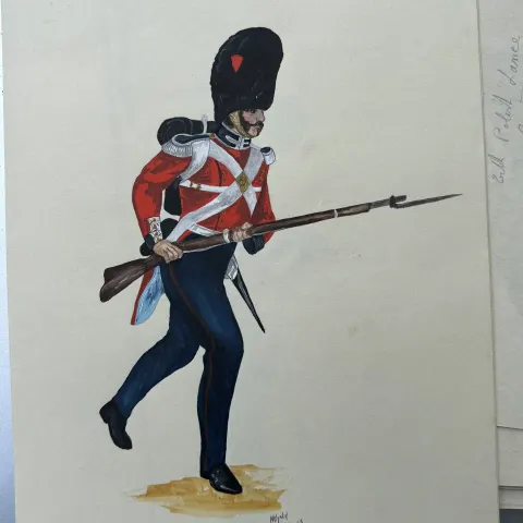 Vintage Watercolour Book Illustration ? Noel Gold "Coldstream Guards 1854