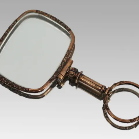Antique Victorian Gilt Chatelaine Magnifying Glass