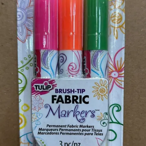 5 x Tulip Brush Tip Permanent Fabric Markers Neon Colours 3 Pack Pink, Green, Orange