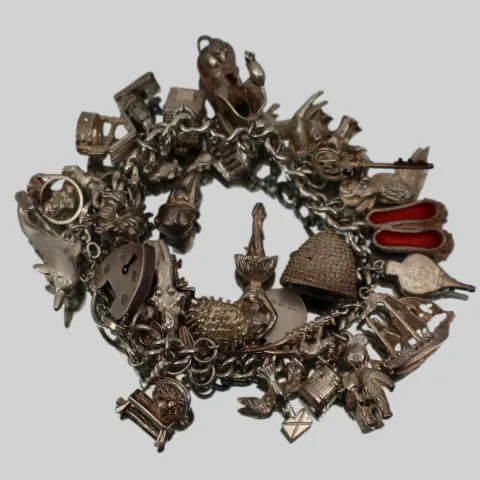 Vintage Solid Silver Charm Bracelet