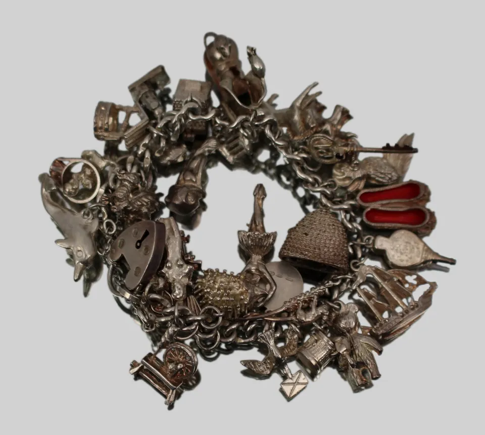 Vintage Solid Silver Charm Bracelet