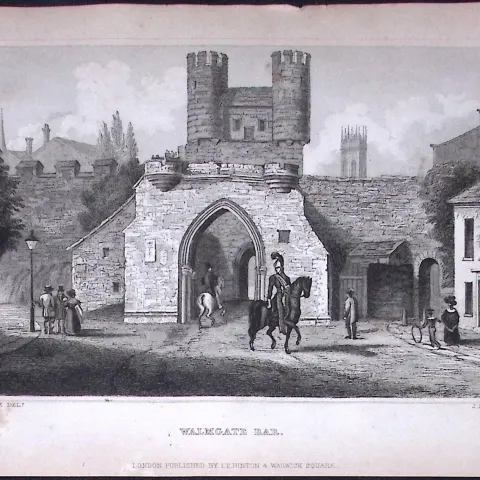 York Walmgate Bar Yorkshire 198 Years-Old Thomas Allen Antique Steel Engraving-36