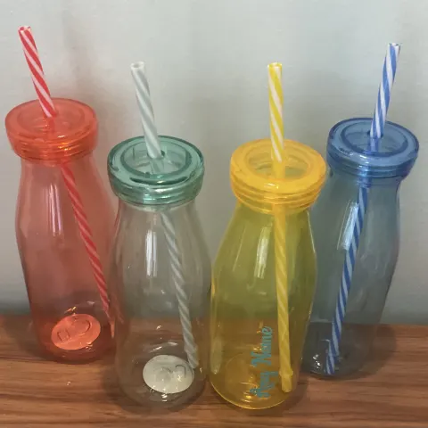 Personalised Bottle and Straw - Any Name - GREEN Bottle