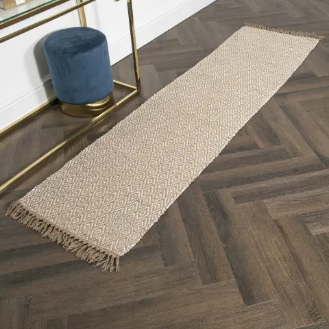 Geometric Jute & Cotton Runner Rug (60 x 230cm) RRP - £90