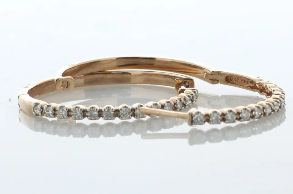 10ct Rose Gold Diamond Hoop Earrings 0.50 Carats