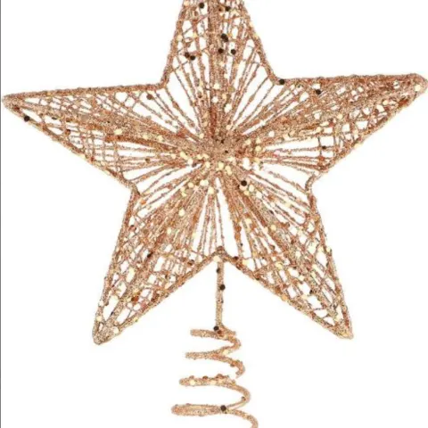 Christmas Tree Top Star, Iron, Rose Gold  Glitter Star Christmas Tree Topper Decoration/Ornament