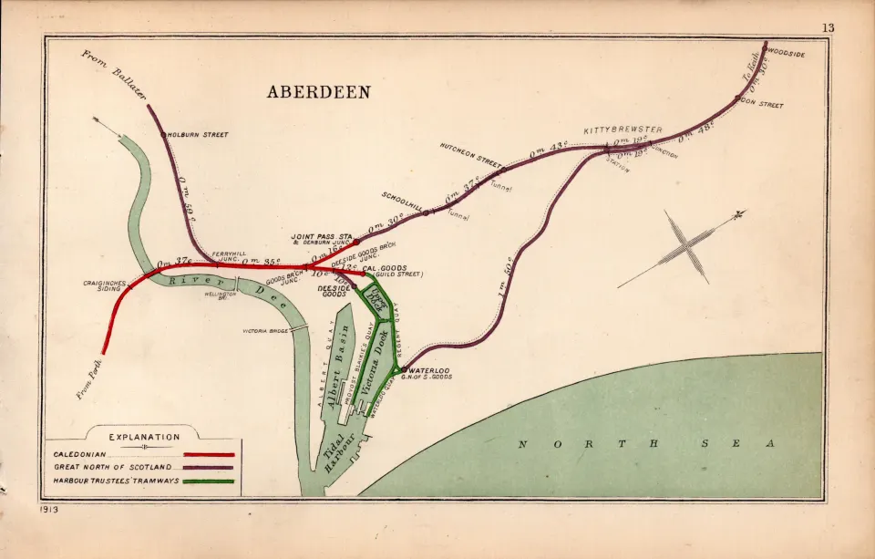 Aberdeen Holburn St Kittybrewstrer Scotland Antique Railway Diagram-13.