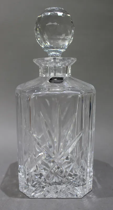 Vintage Royal Doulton Crystal Square Shaped Spirit Decanter