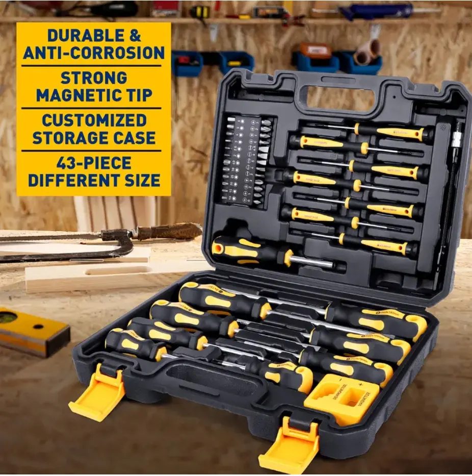 43-Piece Magnetic Screwdriver Set - Premium Chrome Vanadium Steel With Slotted, Phillips, Hex
