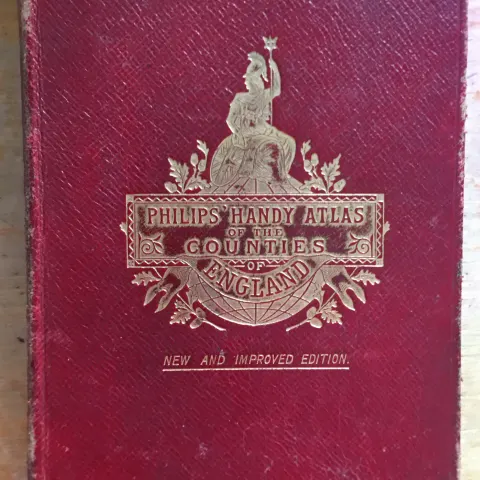 Antique 1882 Philips Handy Atlas Counties of England 65 Coloured Maps.