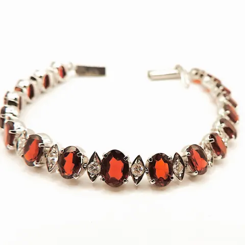  Sterling Silver 12 Carat Red & White Topaz Gemstone Bracelet New With Gift Box