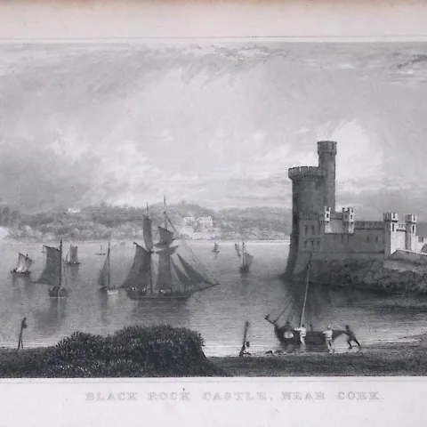 Cork Ireland Black Rock Castle 194 Years Old Antique Steel Engraving-5