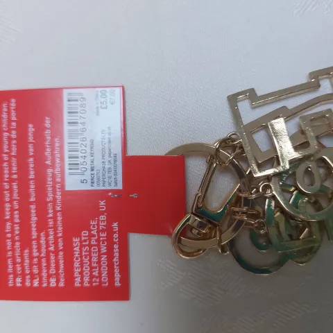 Paperchase Keyrings FIERCE Gold box of 20 RRP £100