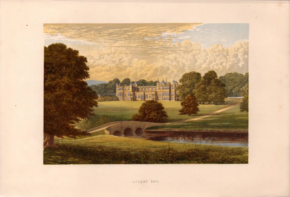 Audley End House Essex Gilt-Edge Coloured Antique Book Plate.