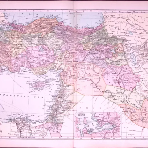 Turkey in Asia 120-Year-Old Large Antique Map by G.W. Bacon-30