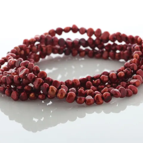 64 Inch Baroque Shaped Cherry 5.0 - 6.0mm Pearl Necklace