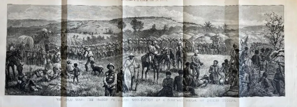 Zulu War 1879 March to Ulundi Occupation By British Troops Antique Print 45" x 16".