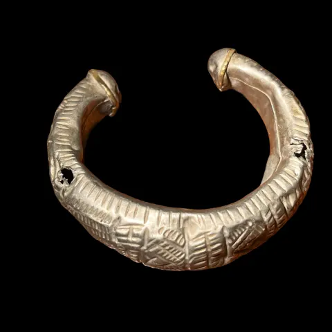 Antique Persian Decorated White Metal Bangle