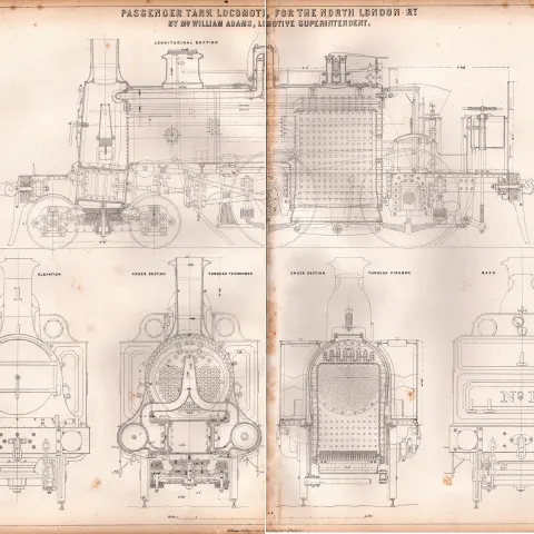 Passenger Tank Locomotive  North London Railway Antique Diagram-28.
