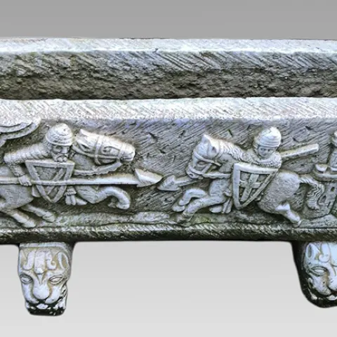Heavy Arthurian Style Stone Trough Planter On Feet