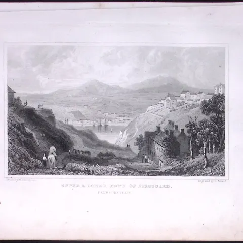 Wales Fishguard Upper & Lower Town Antique 166-Year-Old  Steel Engraving-27