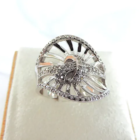 925 Silver Cubic Zirconia Lovers Knot Ring 'New'