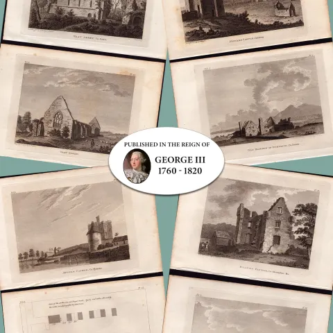 North of Ireland Collection of 9 Francis Grose 1792-1797 Antique Copper Block Engravings