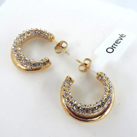 Orrevé Gold Plated CZ Gemstone Hoop Earrings