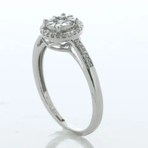 10ct White Gold Round Cluster Diamond Ring 0.25 Carats
