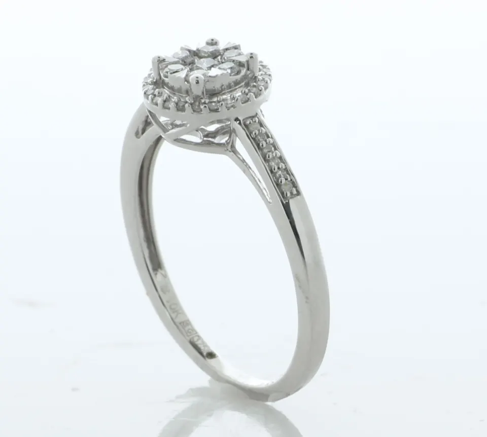 10ct White Gold Round Cluster Diamond Ring 0.25 Carats