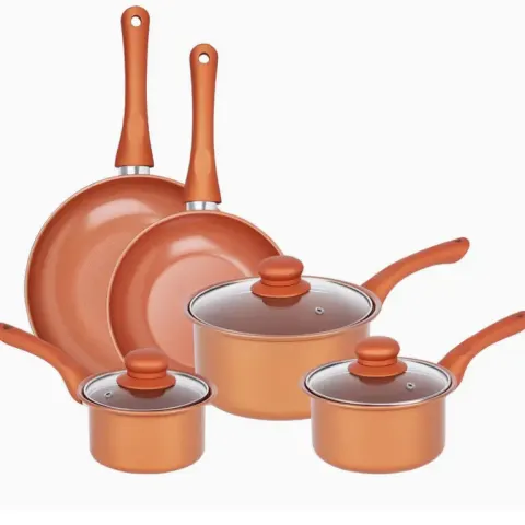 8-Piece Carbon Steel Cookware Set – Durable, Efficient & Stylish Copper Finish