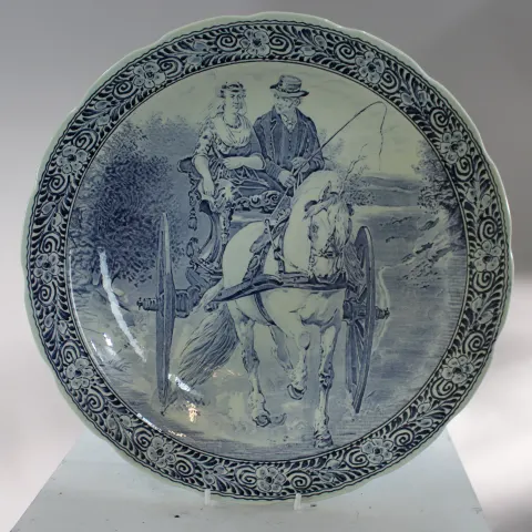 Large 20th c. Boch Delfts Blue & White Charger
