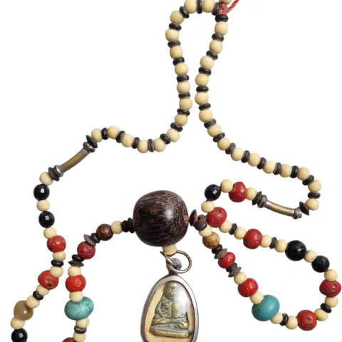 A Wonderful Wooden & Bone Beaded Necklace