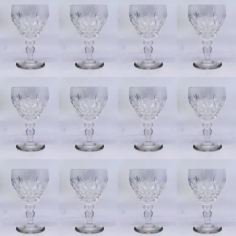 Set of 12 Royal Brierley "Elizabeth" Cut Dessert Wine Glasses