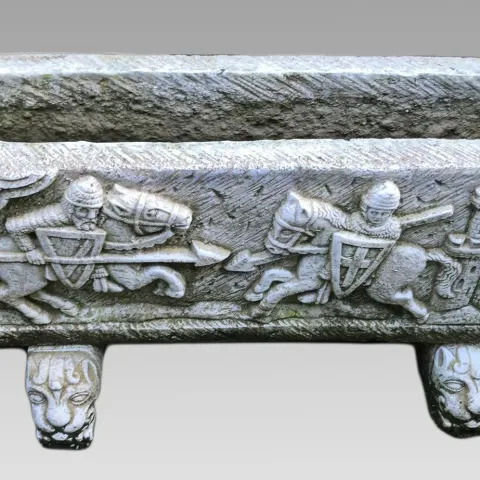 Heavy Arthurian Style Stone Trough Planter On Feet