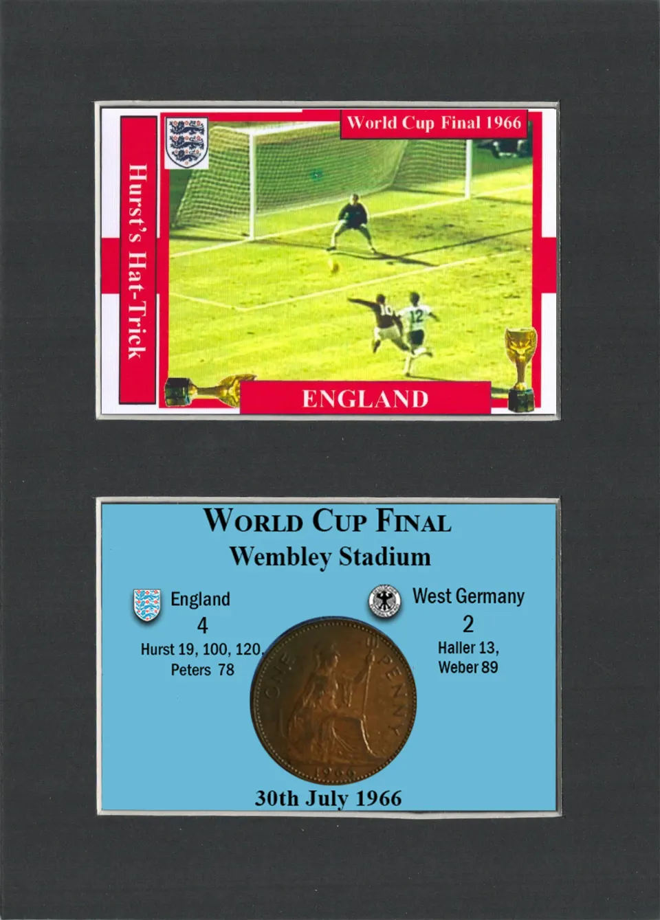 Hurst's Hat-Trick 1966 World Cup Champions Coin & Card Mounted Display