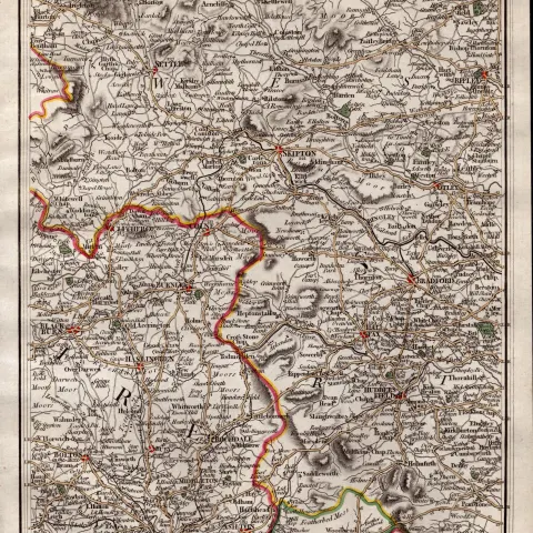 East Lancashire & West Yorkshire John Cary’s Antique 1794 Map.