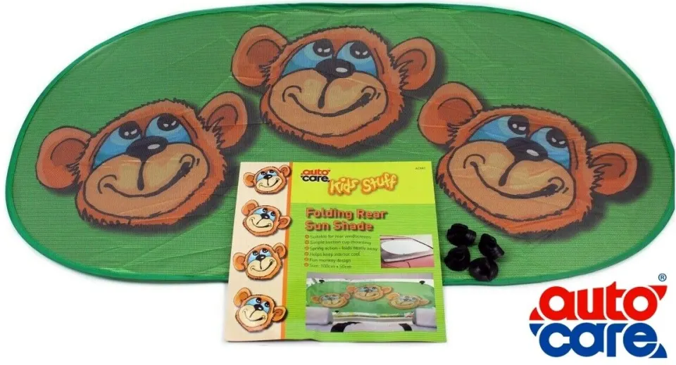 50 x Autocare - Folding Car Sun Shade Rear Windscreen Monkey Kids Stuff 100cm X 50cm