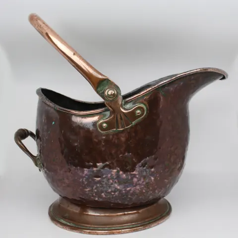 Victorian Helmet Shaped Copper Coal Scuttle