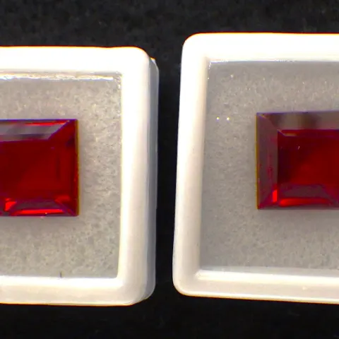 Pair Square Emerald Cut Rubies 21 Carats (Total)