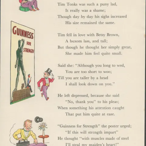 Rare 89 Yrs Old Guinness Double Sided  Print "Guinness for Strength"