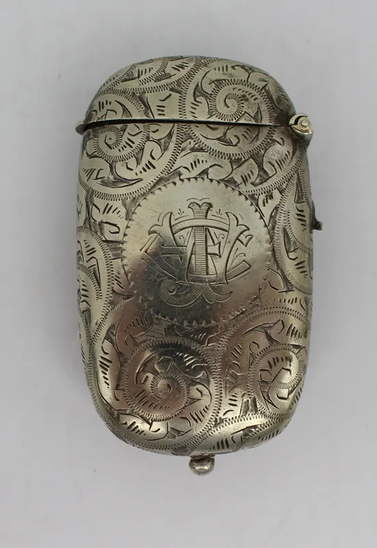 Early 20th c. Silver Plated Match Vesta Sovereign Stamps Case