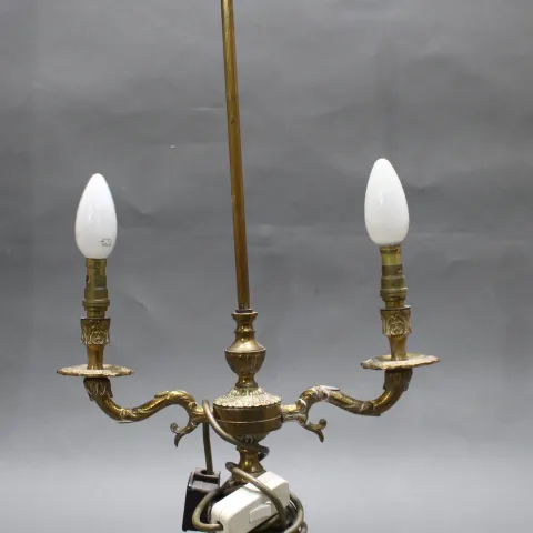 Brass & Onyx Two Light Table Lamp