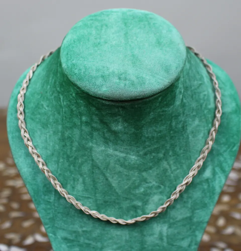 Vintage Sterling Silver Plaited Rope-Link Necklace