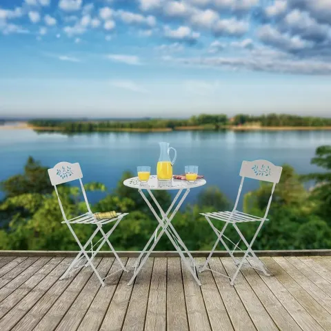 Alpine Corporation Indoor/Outdoor 3-Piece Bistro Set Folding Table and Chairs Patio Seating