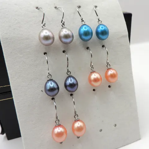 5 Pairs Sterling Silver Cultured Pearl Earrings 'New'