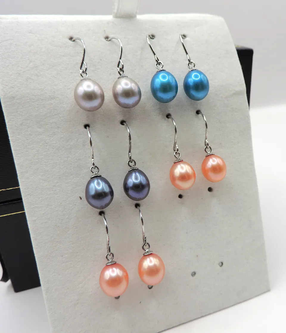 5 Pairs Sterling Silver Cultured Pearl Earrings 'New'