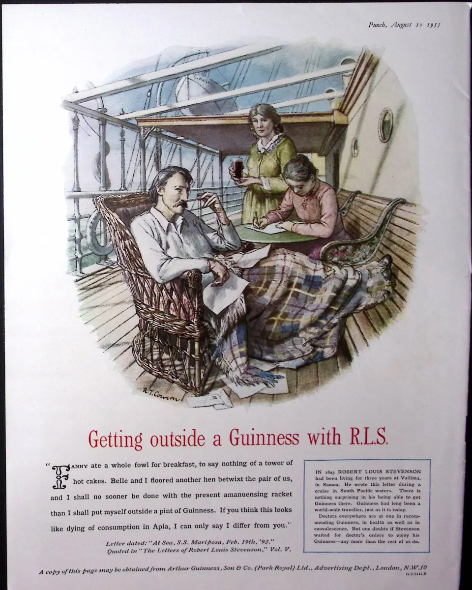 Guinness 70 Years-Old Advert 1955 Robert Louis Stevenson G.E.2441-B